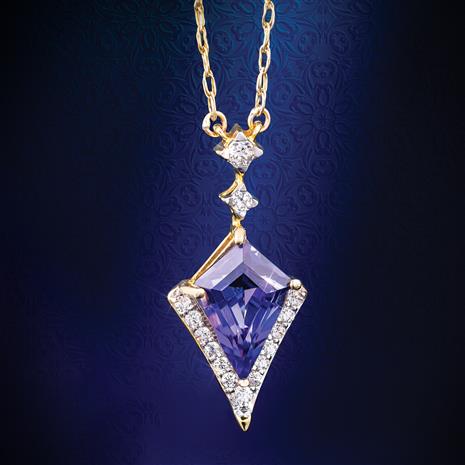 14K Gold Fancy Cut Tanzanite & Diamond Necklace