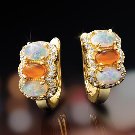 Rainbows on Fire Opal Earrings