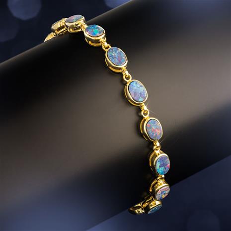 14K Gold-Plated Australian Opal Doublet Bracelet (10.5 carat)