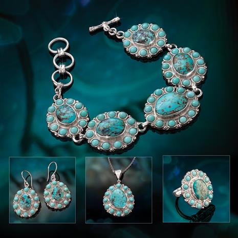Sterling Silver Kingman Turquoise Complete Set