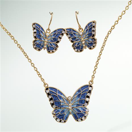 Flying Flower Butterfly Necklace & Earrings