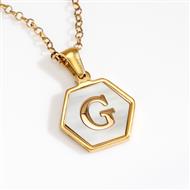 Mother-of-Pearl Gold Initial Pendant & Chain (Letter G)