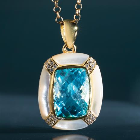 Sultan's Special Blue Topaz & Mother-of-Pearl Pendant