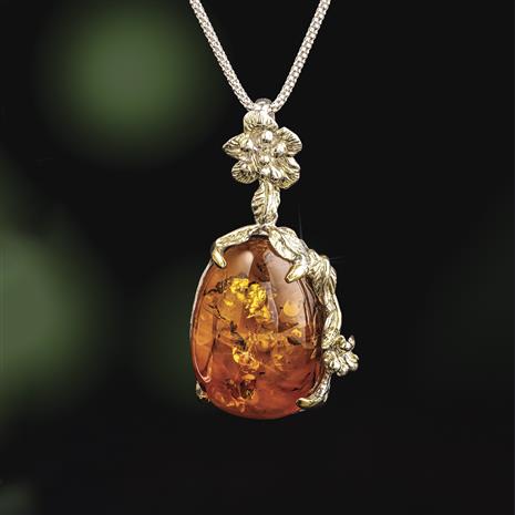 Sterling Silver Freeform Amber Necklace