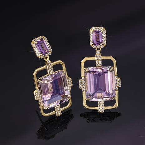 14K Gold Vermeil Rose de France Pink and Purple Amethyst Earrings
