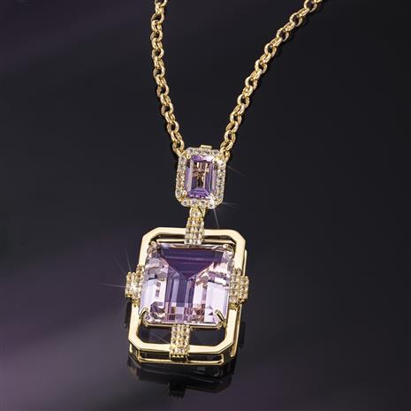 14K Gold Vermeil Rose de France  Pink and Purple Amethyst Necklace