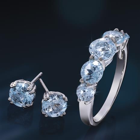 Celeste Sky Blue Topaz Ring & Earrings