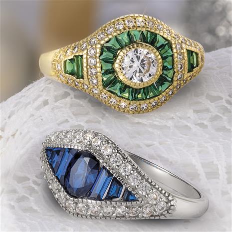Blue and Green Spinel Rings