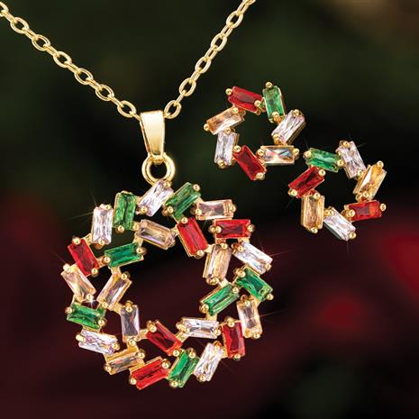 Christmas Wreath Necklace & Earrings