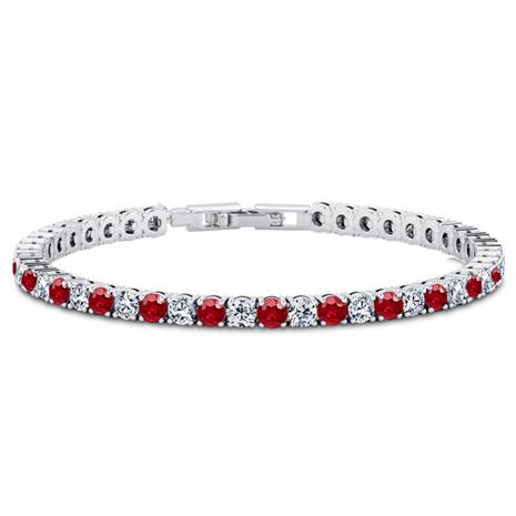DiamondAura Tennis Bracelet (ruby red and white)