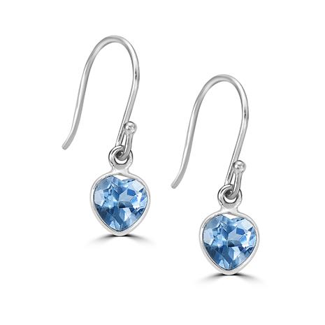 Blue Topaz Heart Drop Earrings