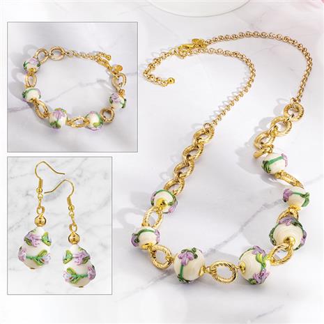 Lilac Murano Necklace, Bracelet & Earrings