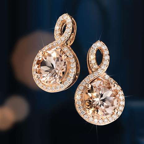14k Rose Gold Luxuriant Morganite & Diamond Earrings