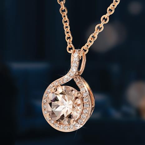 14k Rose Gold Luxuriant Morganite & Diamond Necklace
