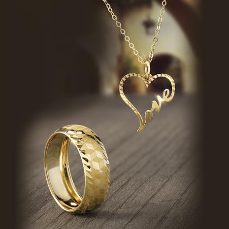 14k Gold Italian Love Necklace & Ring
