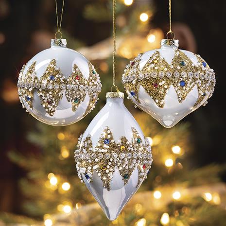 Jeweled Yuletide Treasure Ornaments (Set of 3)