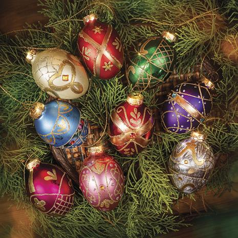 Christmas Classics Glass Egg Ornaments (Set of 9)