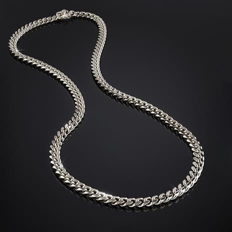 Rhodium Finished SS Cuban Necklace 24"