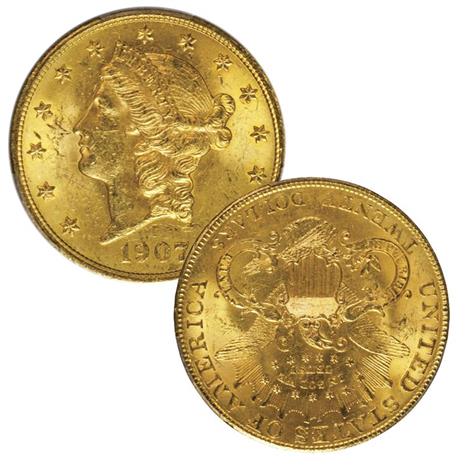 1907 $20 Liberty Gold Double Eagle (MS62)