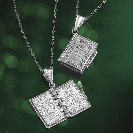 Holy Bible Necklace Sterling Silver