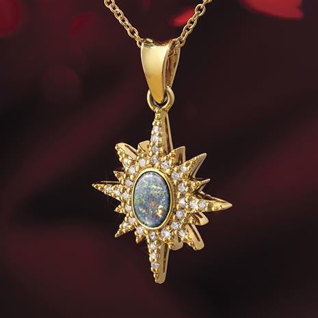 Opal Sunburst Pendant Pendant & Chain