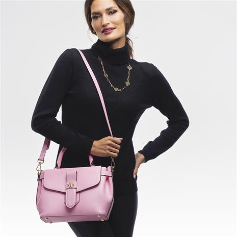 Italian Rosa Leather Handbag plus FREE Necklace