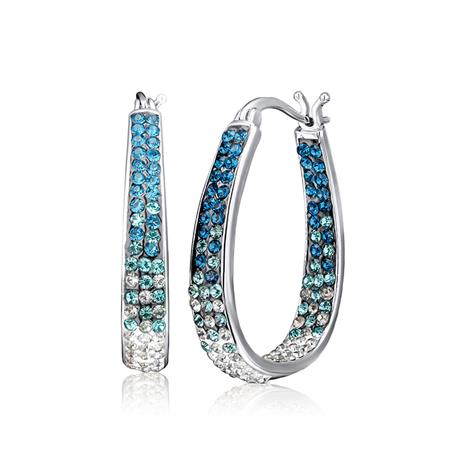 Inside & Out Blue & White Crystal Hoop Earrings