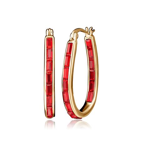 Inside & Out Red Baguette Hoop Earrings