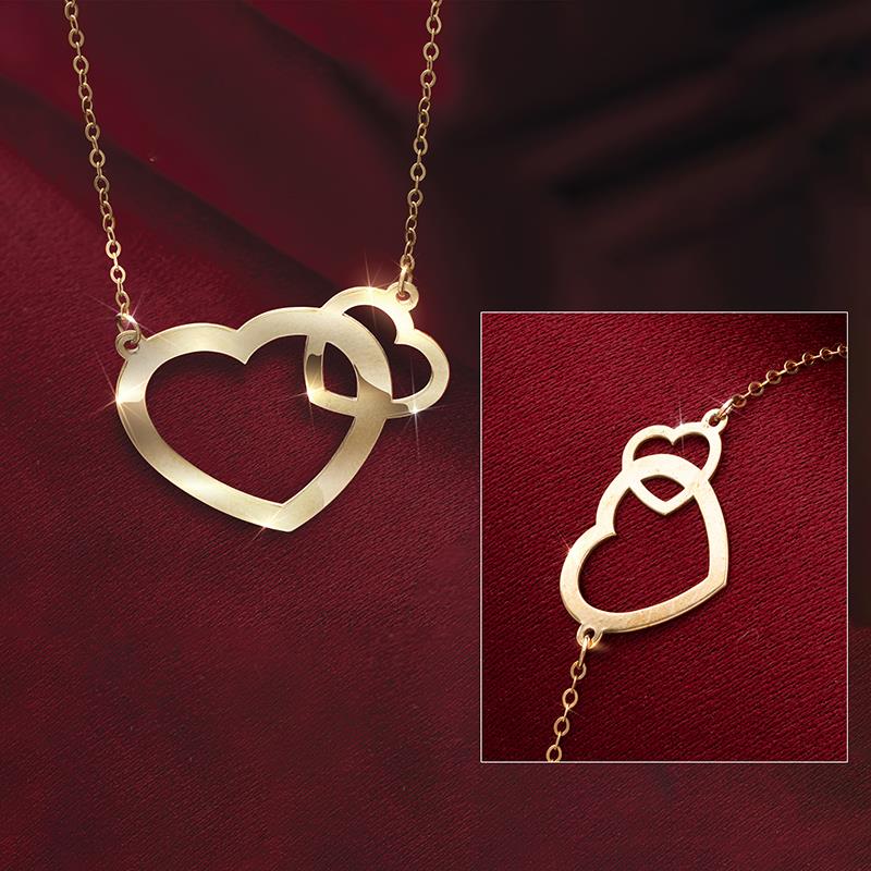 14k Yellow Gold Heart Necklace & Bracelet