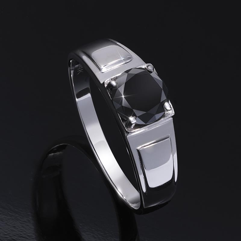 14K White Gold Black Diamond Men's Ring