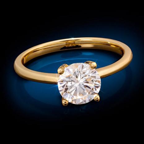 Yellow Gold-Finished Sterling Silver Moissanite Solitaire Ring (1 carat)