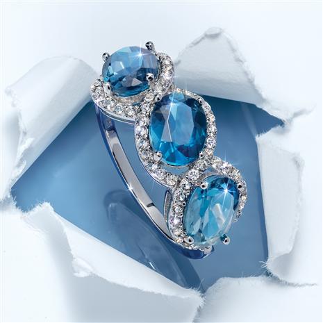 3-Stone London Blue Topaz Ring
