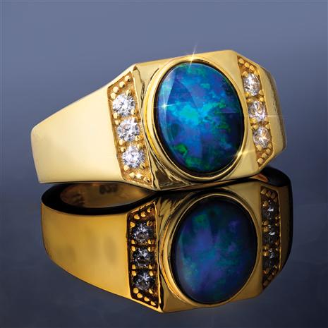 Australian Opal Triplet Men's Ring