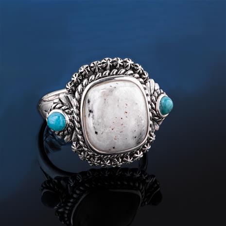 Two Legends White Buffalo & Kingman Turquoise Ring