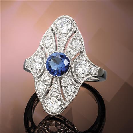 Blue Helenite Deco Ring