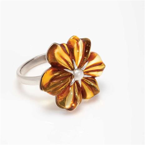 Amber Flower Ring