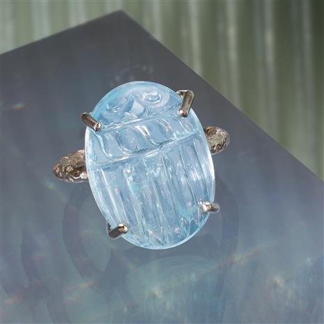 Jeweled Scarab Ring (Blue Topaz)