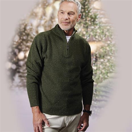 Merino Wool Quarter-Zip Sweater (Green)