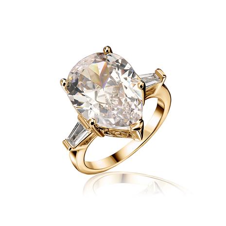 DiamondAura Pear & Baguette Ring (Gold-finished)