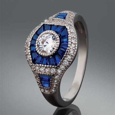 Art Deco Blue Spinel Ring