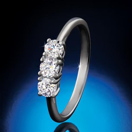 New Earth Lab Diamond 14K White Gold Three-Stone Ring  (1/2 ctw)